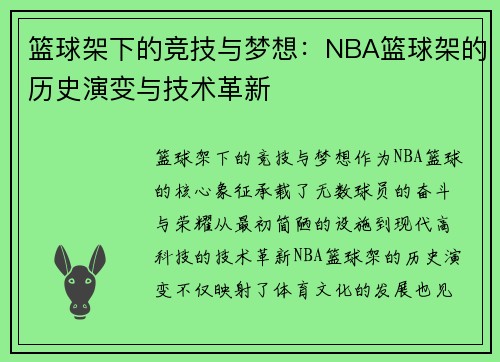 篮球架下的竞技与梦想：NBA篮球架的历史演变与技术革新